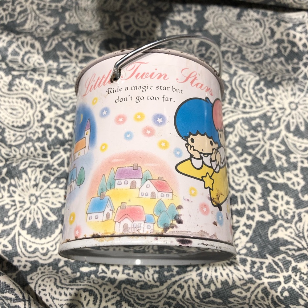 Sanrio Little Twin Stars metal pail bank 1985 - Picture 3 of 7